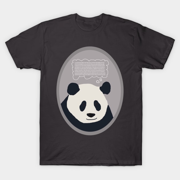 Panda Bear Contemplating Pi T-Shirt by ahadden